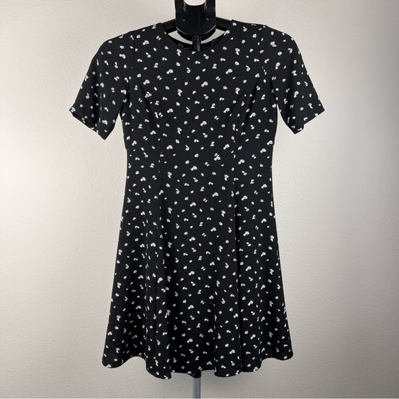 Ann Taylor Dresses & Skirts - Ann Taylor Petite Dress 00P Black White Floral Fit & Flare Short Sleeve Mini